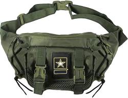 Bauchtasche für Damen und Herren – Hüfttasche mit mehreren Fächern – wasserabweisende Reise-Gürteltasche mit verstellbaren Riemen zum Wandern, Laufen (Grün), Grün von US Army