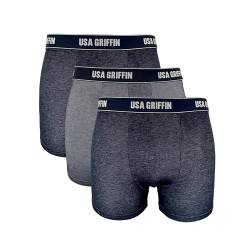 3X Boxershorts Herren Baumwolle Unterhosen Unterwäsche Baumwolle Retroshorts (DE/NL/SE/PL, Alphanumerisch, L, Regular, Regular, 3er Pack Jeans) von USA Griffin