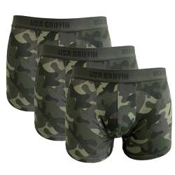 3X Boxershorts Herren Baumwolle Unterhosen Unterwäsche Baumwolle Retroshorts (DE/NL/SE/PL, Alphanumerisch, M, Regular, Regular, 3er Pack Camo Olive) von USA Griffin