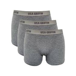 3X Boxershorts Herren Baumwolle Unterhosen Unterwäsche Baumwolle Retroshorts (DE/NL/SE/PL, Alphanumerisch, M, Regular, Regular, 3er Pack Grau Mel.) von USA Griffin