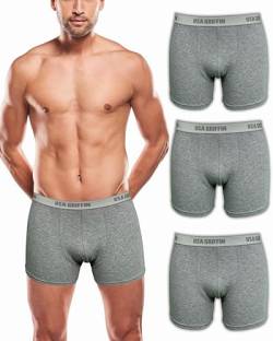 USA Griffin Boxershorts Herren Unterhosen Männer Unterwäsche Men Shorts Pants Baumwolle Underwear Bottoms Boxers 3er Pack (DE/NL/SE/PL, Alphanumerisch, XL, Regular, Regular, Graumeliert) von USA Griffin