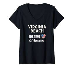Patriotische Liebe Virginia Beach USA Das wahre Herz Amerikas T-Shirt mit V-Ausschnitt von USA Patriotic City 4th of July