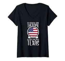 Damen Ich Brauche Keine Therapie Ich Muss Nur Nach Texas T-Shirt mit V-Ausschnitt von USA Urlaub Geschenke