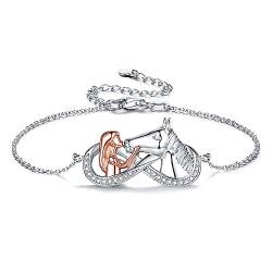 USEEDOVIA Pferde Mädchen Geschenk, Pferd Infinity Sterling Silber Armband Unendlichkeitszeichen Rose Vergoldet 925 Silber Zirkonia Steine Schmuck Kleine Geschenke zum Schulanfang für Mädchen Kinder von USEEDOVIA