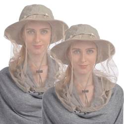 USHAKE Head Net Hat, Safarihut, Sonnenhut, Fischerhut mit verstecktem Netz, 2 Stück, Khaki(s) von USHAKE