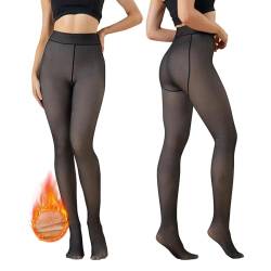 USHYPRI Strumpfhosen Damen Winter Leggings Gefütterte Warm Und Transparent Schwarze Thermostrumpfhosen Für Damen Fleece Lined Tights(Große Größen) von USHYPRI