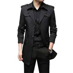 USTZFTBCL Frühling Männer Graben England Stil Lange Trenchcoats Herren Casual Oberbekleidung Jacken Windjacke Herren Kleidung black L von USTZFTBCL