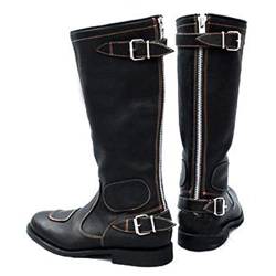 USUWE Retro Motorradstiefel, hohe Fassstiefel, Kunstleder Reitstiefel, wasserdichte Lederstiefel für Männer und Frauen, 35-48(schwarz,48) von USUWE