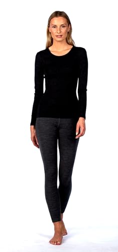 UTENOS für Damen Unterhemd Langarm 100% Merino Wolle (S, Dunkelgrau) von UTENOS