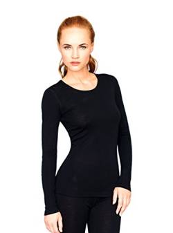 utenos Merino Wolle Ultra Weich Frau Shirt Base Layer Made in EU Gr. Large, schwarz von UTENOS