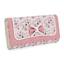 UTO Geldbörse Damen Gross Geldbeutel Mädchen Teenager Blumen Brieftasche Lange Geldbeutel Viele Fächer Süßer Kartenhalter Clutch Reißverschluss Portemonnaie Große Kapazität Schleife Portmonee Rosa von UTO