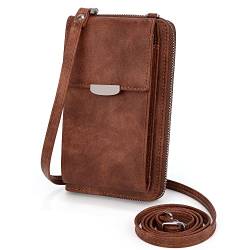 UTO Handytasche zum Umhängen Damen Kleine Umhängetasche Vegan Leder Geldbörse mit Kartenfächer Crossbody Abnehmbar Schultertasche für Valentinstag Muttertag Geburtstag Weihnachten Neujahr Braun von UTO