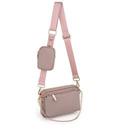 UTO Umhängetasche Damen 3 in 1 Crossbody Bag Damen Breiter Gurt mit Münzbeutel Handtasche mit Abnehmbare Kette Schultertasche mit Abnehmbarer Verstellbarer Schultergurt Kleine Tasche Stylisch von UTO