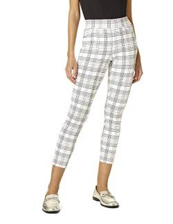 UTOPIA By HUE Damen Skimmer hoher Taille und breitem Bund und Knöchelschlitz Leggings, Weiß – Windowpane Plaid, S von UTOPIA By HUE