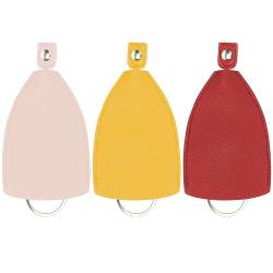 UTXN 3 Stück kreative Pull-Typ-Schlüsselhülle herausziehbare Schlüsselhülle, PU-Leder Schlüsseletuis Haushälterinnen Schlüsselhalter, Tasche, Autoschlüssel-Schutzhülle (Rosa/Rot/Gelb) von UTXN