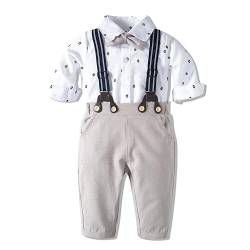 UUAISSO Baby Jungen Gentleman Kleidung Anzüge formelles Kleid Hemd Hosenträger Hosen Hochzeit Kleinkinder Jungen Herbst Outfit Sets Weiß1 12-18 Monate von UUAISSO