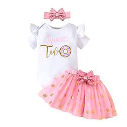 UUAISSO Baby Mädchen Mein 1. Geburtstag Outfits Kurzarm Cake Smash Rock Pailletten Tutu Prinzessin Kleid Kleidung Sets Rosa two 2 Jahre von UUAISSO