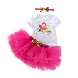 UUAISSO Baby Mädchen Mein 1. Geburtstag Outfits Kurzarm Cake Smash Rock Pailletten Tutu Prinzessin Kleid Kleidung Sets Rosenrot2 2 Jahre von UUAISSO