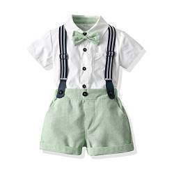 UUAISSO Kleinkind baby Junge Gentleman Outfits Kurzarm Bodysuit Shirts Hosenträger Hosen Sommer Infant kleiner Junge Anzüge Grün 2-3 Jahre von UUAISSO