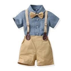 UUAISSO Kleinkind baby Junge Gentleman Outfits Kurzarm Bodysuit Shirts Hosenträger Hosen Sommer Infant kleiner Junge Anzüge Himmelblau 12-18 Monate von UUAISSO