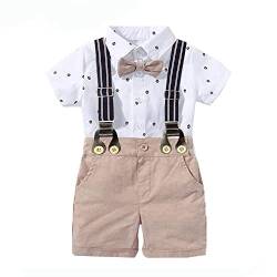 UUAISSO Kleinkind baby Junge Gentleman Outfits Kurzarm Bodysuit Shirts Hosenträger Hosen Sommer Infant kleiner Junge Anzüge Khaki 12-18 Monate von UUAISSO