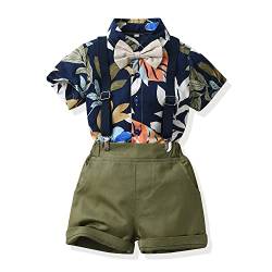 UUAISSO Kleinkind baby Junge Gentleman Outfits Kurzarm Bodysuit Shirts Hosenträger Hosen Sommer Infant kleiner Junge Anzüge Navy blau 12-18 Monate von UUAISSO