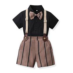 UUAISSO Kleinkind baby Junge Gentleman Outfits Kurzarm Bodysuit Shirts Hosenträger Hosen Sommer Infant kleiner Junge Anzüge Schwarz 3-4 Jahre von UUAISSO