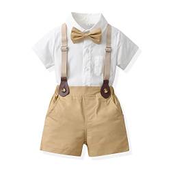 UUAISSO Kleinkind baby Junge Gentleman Outfits Kurzarm Bodysuit Shirts Hosenträger Hosen Sommer Infant kleiner Junge Anzüge nicht-gerade weiss 2-3 Jahre von UUAISSO