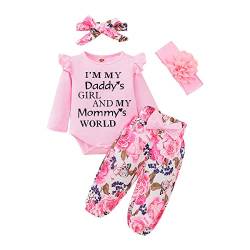 UUAISSO Neugeborenes Baby Mädchen Kleidung Papas Mädchen Langarm Strampler Tops Blumenhosen Sets Stirnband Säuglingsmädchen Herbst Outfits Rosa 0-3 Monate von UUAISSO