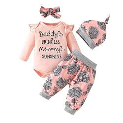 UUAISSO Neugeborenes Baby Mädchen Kleidung Papas Mädchen Langarm Strampler Tops Blumenhosen Sets Stirnband Säuglingsmädchen Herbst Outfits Rosa2 0-3 Monate von UUAISSO