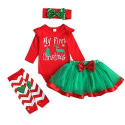 UUAISSO Neugeborenes Baby Mädchen Weihnachtskleidung Langarm Strampler und Rock Niedliche Winter Weihnachtsoutfits Sets grün 9-12 Monate von UUAISSO