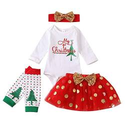 UUAISSO Neugeborenes Baby Mädchen Weihnachtskleidung Langarm Strampler und Rock Niedliche Winter Weihnachtsoutfits Sets rot1 0-3 Monate von UUAISSO