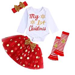 UUAISSO Neugeborenes Baby Mädchen Weihnachtskleidung Langarm Strampler und Rock Niedliche Winter Weihnachtsoutfits Sets rot2 0-3 Monate von UUAISSO