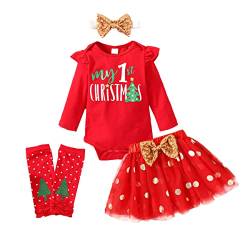 UUAISSO Neugeborenes Baby Mädchen Weihnachtskleidung Langarm Strampler und Rock Niedliche Winter Weihnachtsoutfits Sets rot3 3-6 Monate von UUAISSO