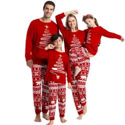 UUAISSO Weihnachts Familien Passende Pyjama Sets Weihnachts Feiertagskleidung für Männer Frauen Kinder Langärmelige Pyjamas Rot Baby 12-18 Monate von UUAISSO