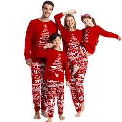 UUAISSO Weihnachts Familien Passende Pyjama Sets Weihnachts Feiertagskleidung für Männer Frauen Kinder Langärmelige Pyjamas Rot Baby 18-24 Monate von UUAISSO