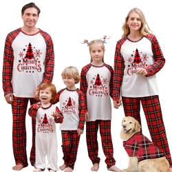 UUAISSO Weihnachts Familien Passende Pyjama Sets Weihnachts Feiertagskleidung für Männer Frauen Kinder Langärmelige Pyjamas Rot-kariert Baby 18-24 Monate von UUAISSO