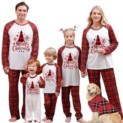 UUAISSO Weihnachts Familien Passende Pyjama Sets Weihnachts Feiertagskleidung für Männer Frauen Kinder Langärmelige Pyjamas Rot-kariert Frauen S von UUAISSO