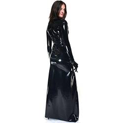 UUKR Robue longue et sexy gießen femmes 12 couleurs nouveauté manches longues clubwear look mouillé pvc cosplay fermeture éclair au dos-Schwarz_6xl. von UUKR