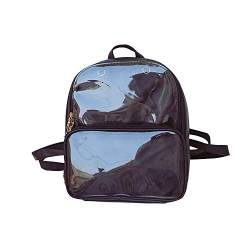 Ita Bag Rucksack mit Stecknadeln, Sichtfenster, Bonbonfarben, Tagesrucksack, Schwarz, Schwarz von UULMBRJ