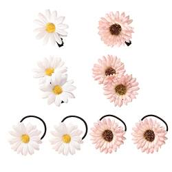 8-teiliges Gänseblümchen-Haar-Zubehör-Set, Sonnenblumen-Krokodil-Haarspangen, Blumen-Haargummis, künstliche Blumen-Haarnadeln, Haarspangen, Kleinkinder, Haargummis, Bänder für Mädchen und Frauen von UUYYEO