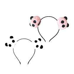 UUYYEO 4 Stück Panda Stirnband Pelzige Haar Hoop Cartoon Pom Pom Haarband Panda Haarschmuck für Mädchen von UUYYEO
