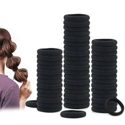 50 Stück Haargummis, Schwarz Weich Elastische Haar Bobbles für Damen Mädchen Kinder, Starke Stretch Haarbänder Pferdeschwanz für Dickes Haar(Schwarz) von UV STYLISH