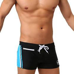 UXH Herren Push-Up Pad Badehose Gepolsterte Tasche Sexy Bademode Sonnenbad Surf Strand Shorts, schwarz, XL von UXH