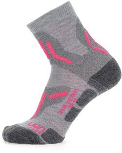 UYN Damen Trekking 2In Merino Socken, Light Grey/Pink, 41/42 von UYN