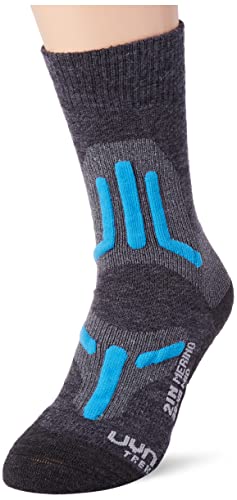 UYN Damen Trekking 2In Merino Socken, Mid Grey/Turquoise, 37/38 von UYN