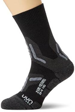 UYN Herren Trekking 2In Merino Mid Socken, Black/Grey, 35/38 von UYN