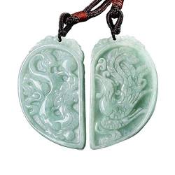 UZKWYKYC Skulptur, Amulett. Schnitzendes Glücksamulett, Burma-Jade-Phoenix- und Drachen-Anhänger-Schmuck for Liebhaber, Herrenschmuck, Damenschmuck (Farbe: Weiß) (Color : Black) von UZKWYKYC