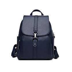 UZOURI Damen-Laptoptaschen aus Rindsleder, echtes Leder, modische Rucksäcke, Reisetaschen, Schultaschen, Büchertaschen, lässiger Tagesrucksack (Color : Blue) von UZOURI