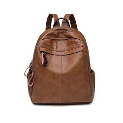 UZOURI Damen Leder Casual Daypack Rindsleder Rucksäcke Laptoptaschen Mädchen Handtaschen Schultaschen (Color : Brown, Size : Large) von UZOURI